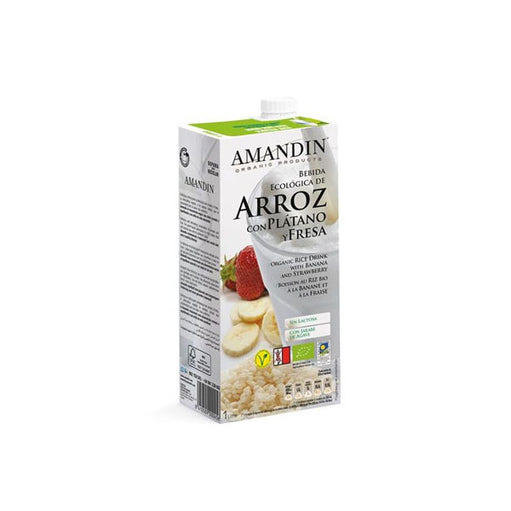 Băutură vegetală de orez cu banane și căpșuni